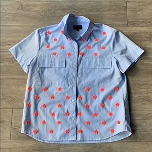 J Crew Collection Sample Blouse with Pink Flowers